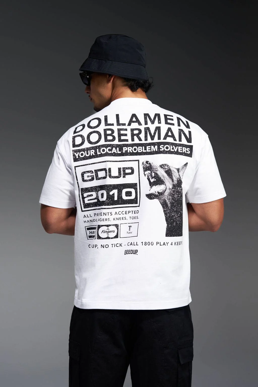 Dollamen Dobermann T-Shirt White/Black - Image 3