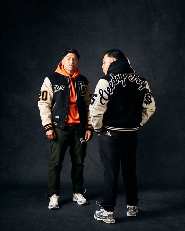 Geedup x Trapstar Letterman Jacket Black/Cream/Orange - Image 3