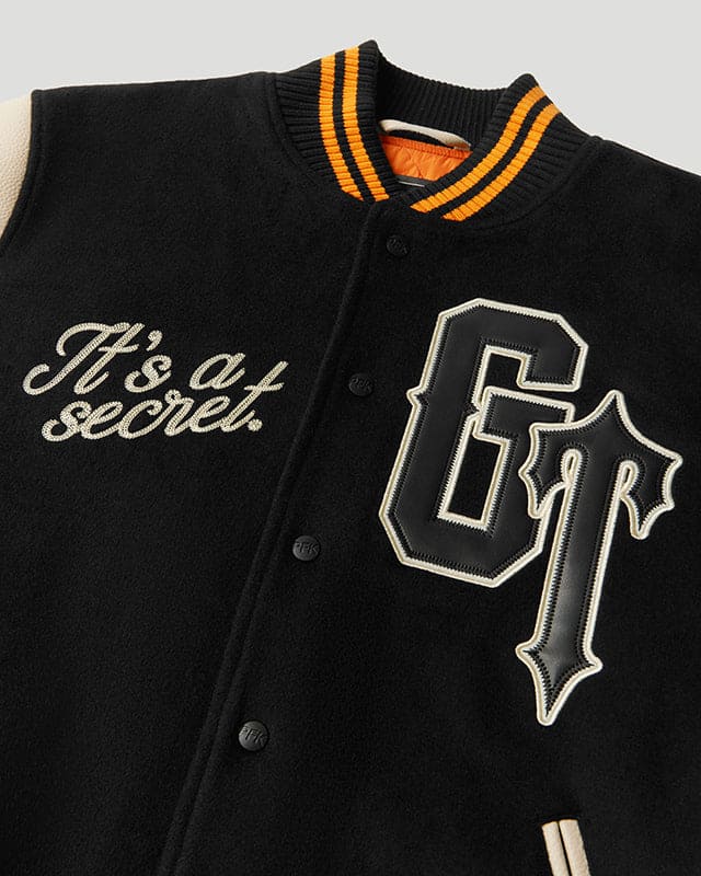 Geedup x Trapstar Letterman Jacket Black/Cream/Orange - Image 4