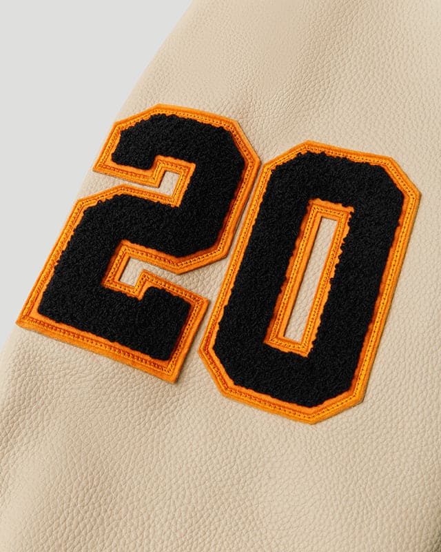 Geedup x Trapstar Letterman Jacket Black/Cream/Orange - Image 6