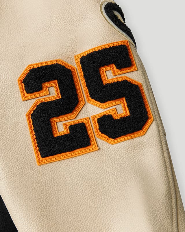 Geedup x Trapstar Letterman Jacket Black/Cream/Orange - Image 7