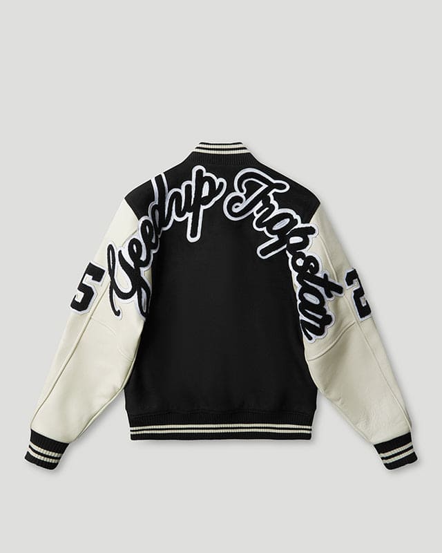 Geedup x Trapstar Letterman Jacket Black/White/Grey - Image 2