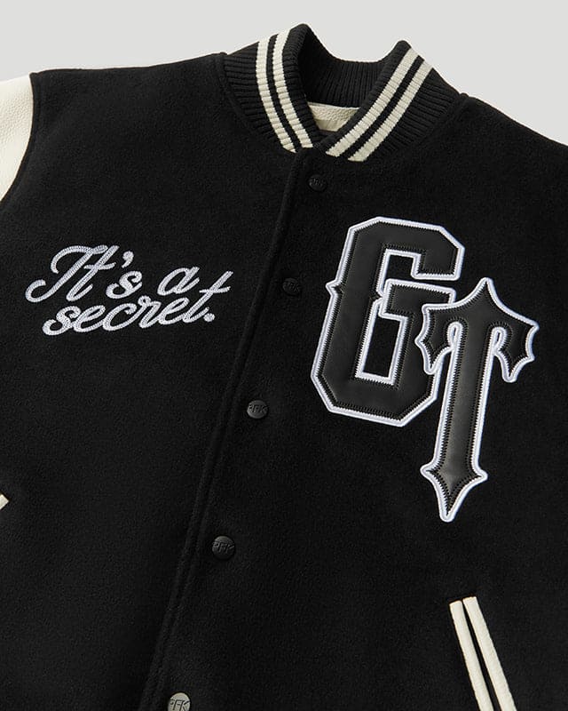 Geedup x Trapstar Letterman Jacket Black/White/Grey - Image 4