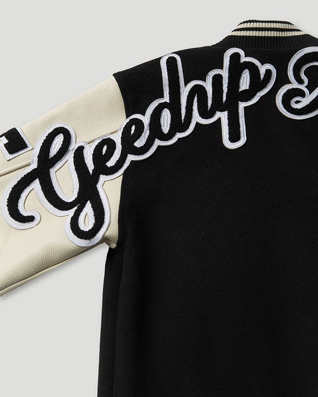 Geedup x Trapstar Letterman Jacket Black/White/Grey - Image 9