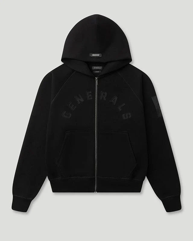 Generals Classic Fit Raglan Zip Hoodie Jet Black