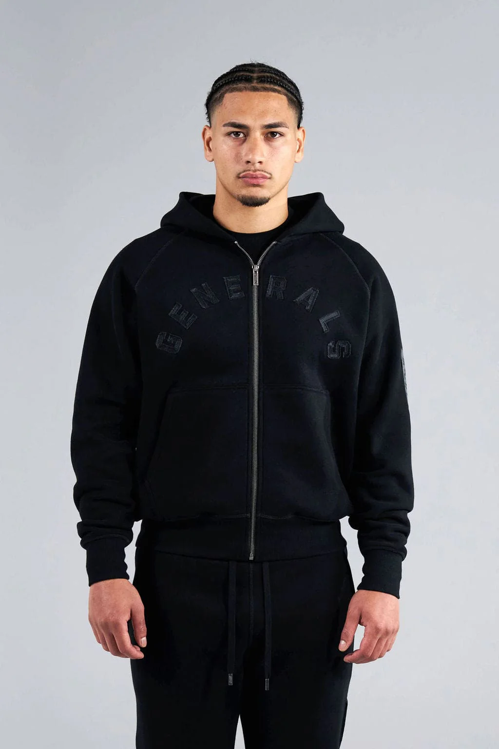 Generals Classic Fit Raglan Zip Hoodie Jet Black - Image 2