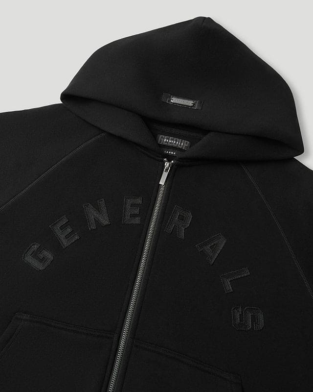 Generals Classic Fit Raglan Zip Hoodie Jet Black - Image 5