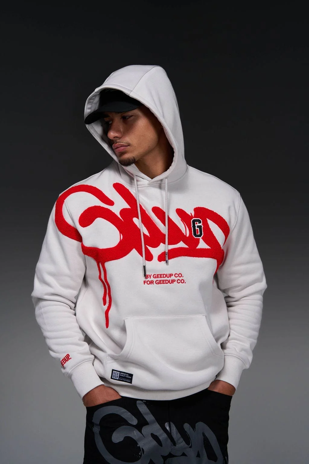 Handstyle G Hoodie Light Grey/Red - Image 2