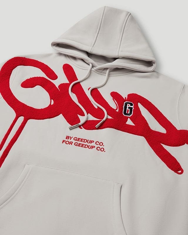 Handstyle G Hoodie Light Grey/Red - Image 3