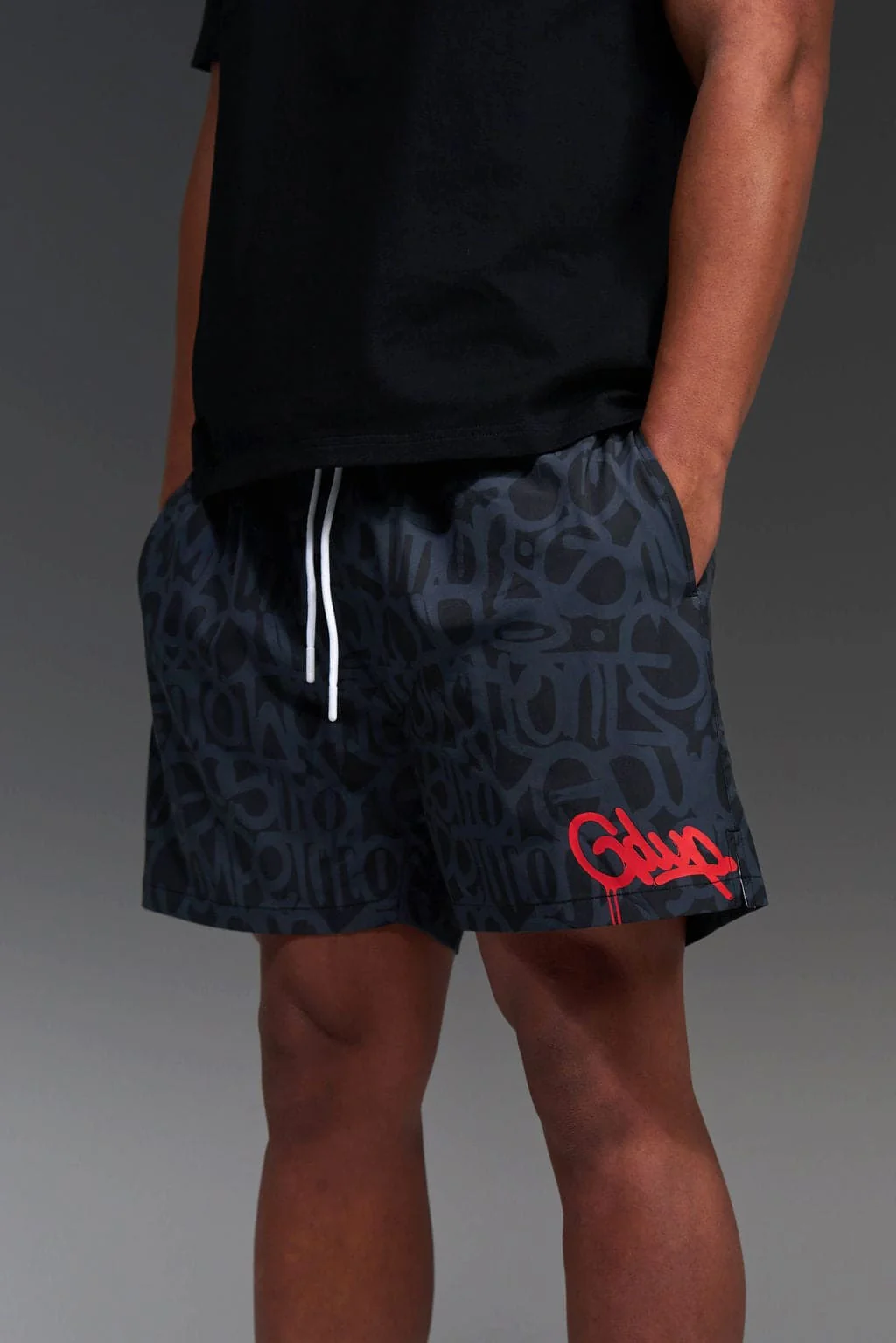 Handstyle Swim Short Black/Red - Image 3