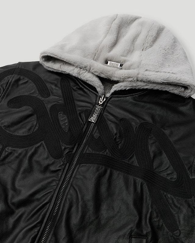Handstyle Team Logo Reversible Leather/Faux Fur Jacket - Image 4