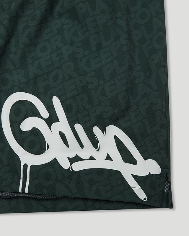 HS/PFK Monogram Swim Shorts Forest Green/White - Image 3