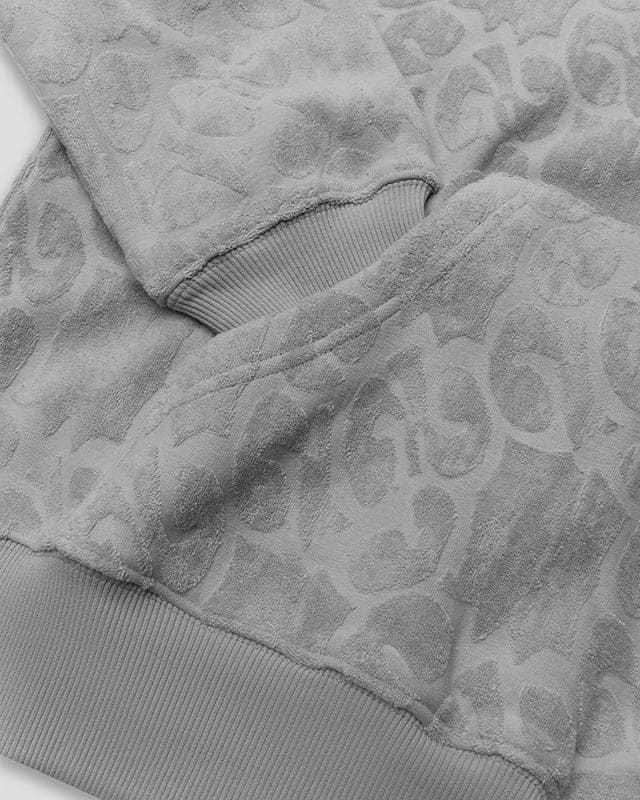 Mono Logo Jacquard Monogram Hoodie Grey - Image 4