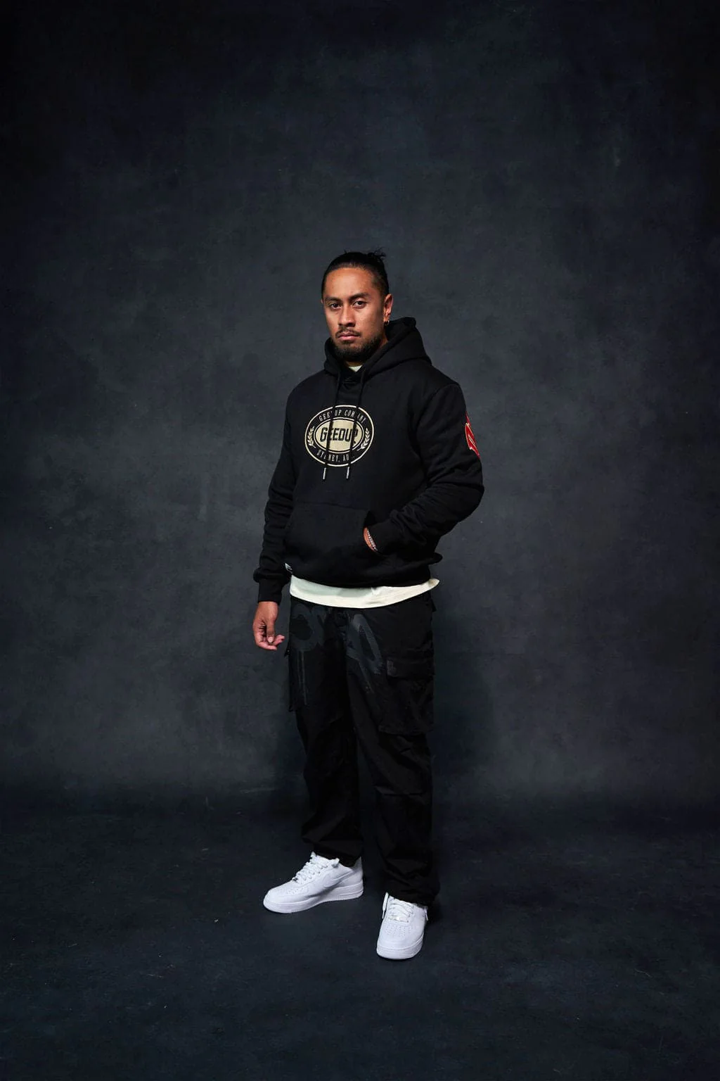 PFK Company Hoodie Black/Red/Cream - Image 4