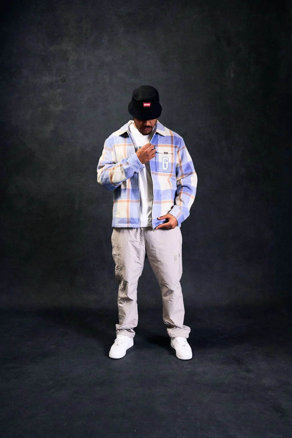 PFK Flannel Jacket Light Blue/Cream/White - Image 2