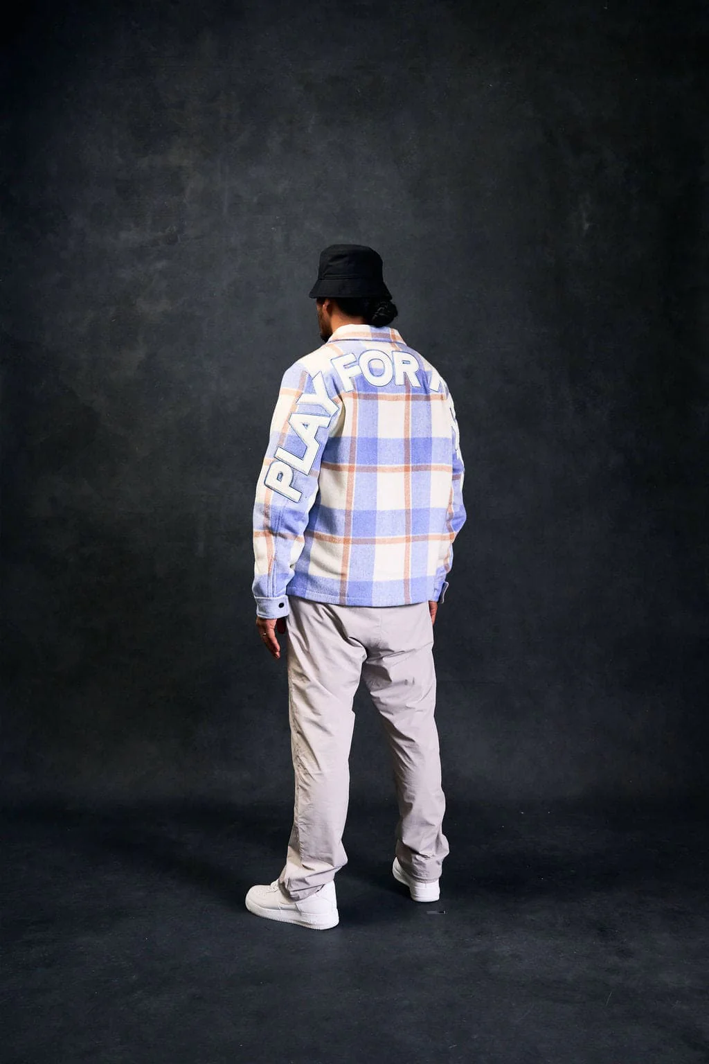 PFK Flannel Jacket Light Blue/Cream/White - Image 3