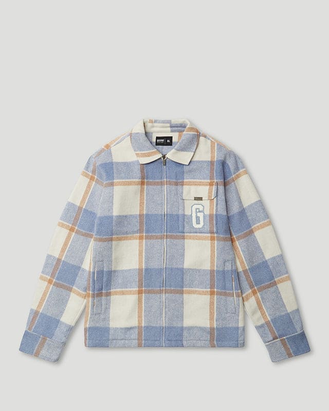 PFK Flannel Jacket Light Blue/Cream/White - Image 4