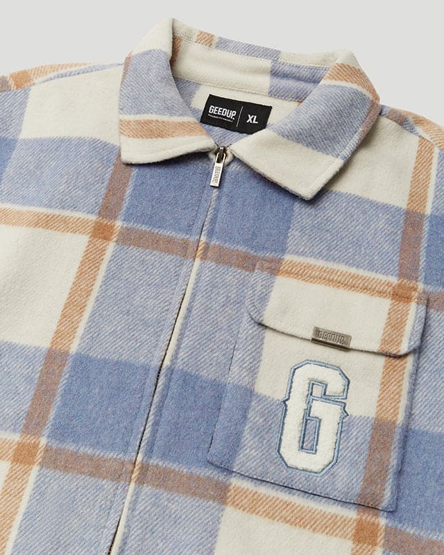 PFK Flannel Jacket Light Blue/Cream/White - Image 5