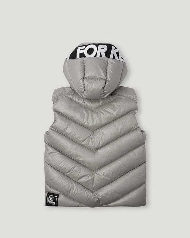 PFK Hooded Duck Down Vest Grey - Image 2