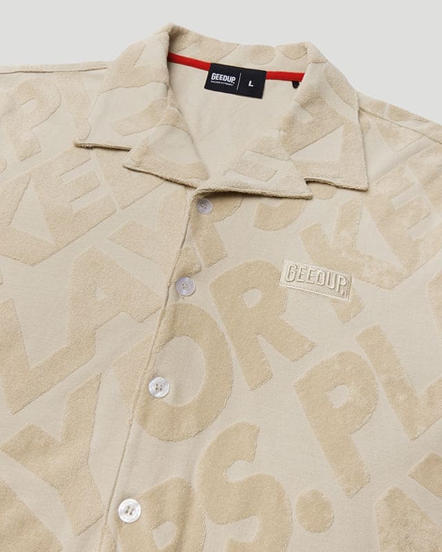 PFK Jacquard Button Shirt Beige - Image 3