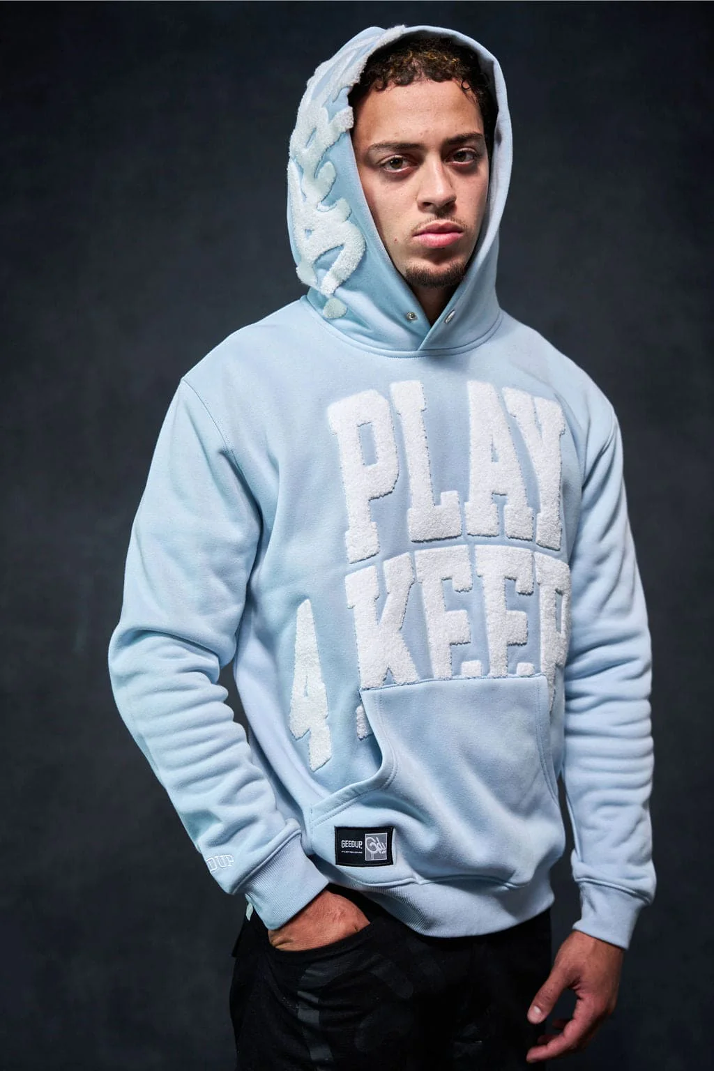 Play4Keeps Handstyle Hoodie Pale Blue/White - Image 2