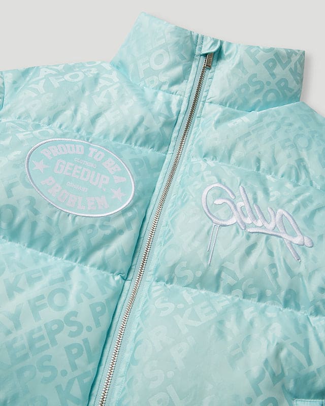 PTBAP Puffer Jacket Teal/White - Image 3