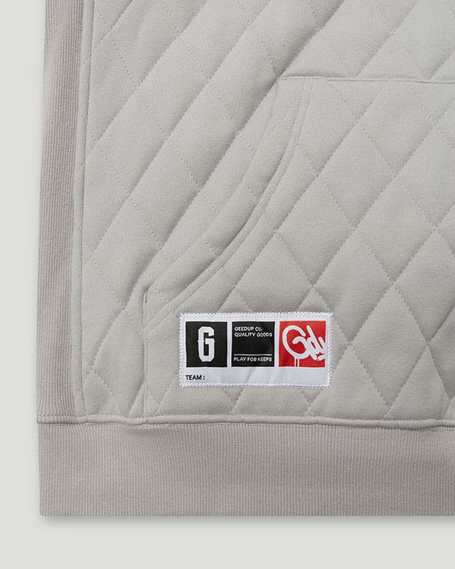 Team Logo Quilted Hoodie 2.0 Grey/White - Image 3