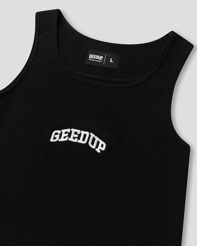 Team Logo Ribbed Tank Top Black - Image 2