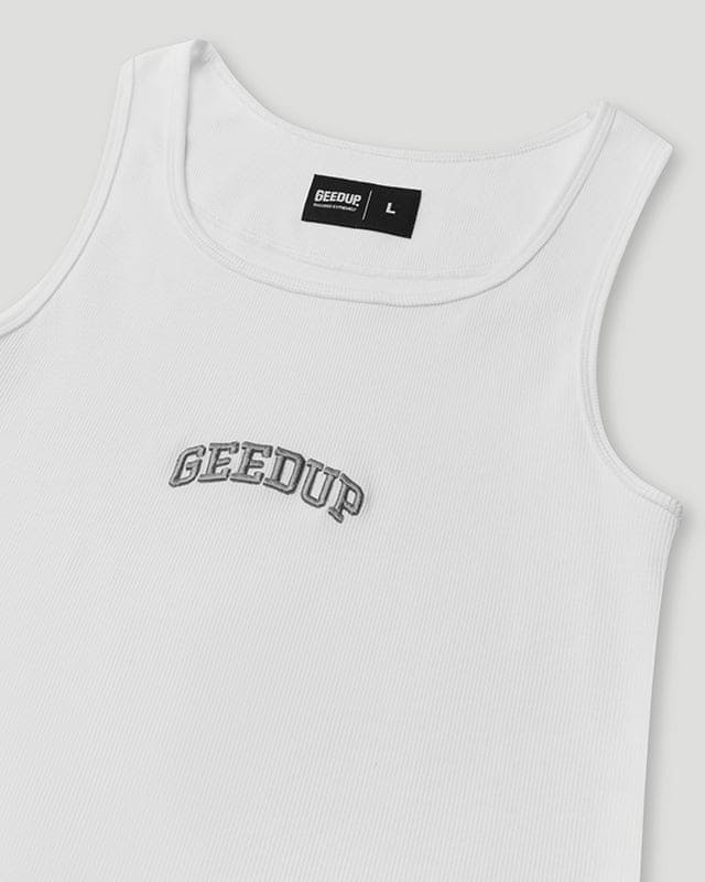 Team Logo Ribbed Tank Top White - Image 2